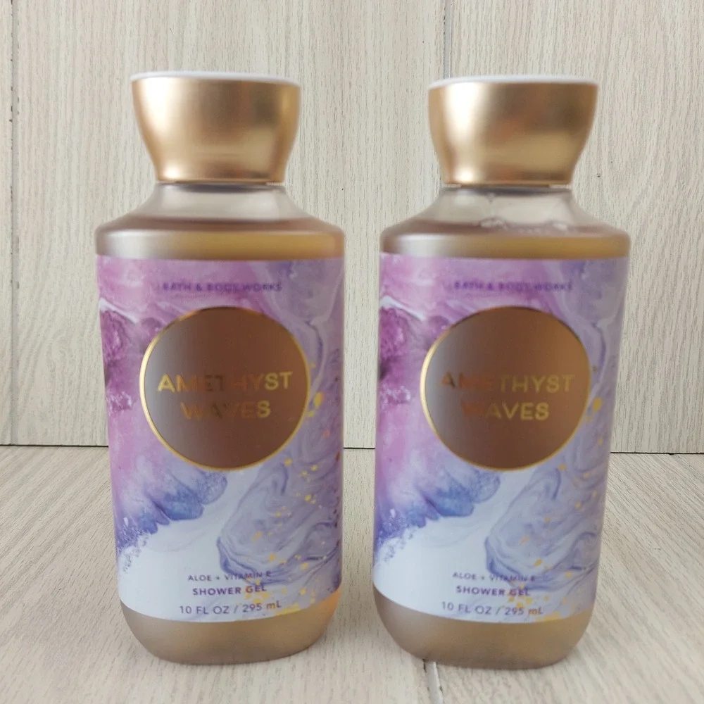 Bath & Body Works Shower Gel 10 oz Purple Amethyst Waves Set of 2 Aloe Vit E